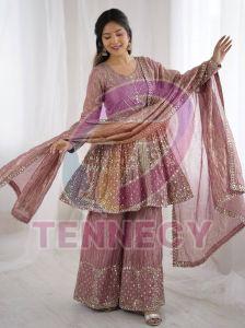 Dusty Pink Fendy Silk Plazzo Set