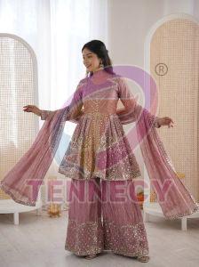 Dusty Pink Fendy Silk Plazzo Set
