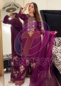 Embroidered French Crepe Ethnic Suit Set