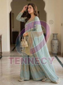 Fandy Sequins Embroidered Palazzo Suit Set