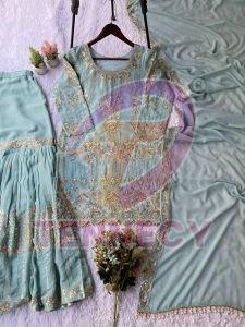 Fandy Sequins Embroidered Palazzo Suit Set