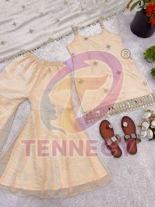 Fendy Silk Mirror Work Sharara Set