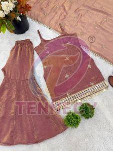 Fendy Silk Mirror Work Sharara Set