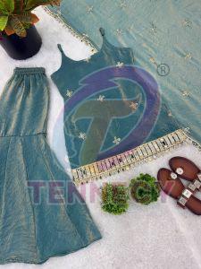 Fendy Silk Mirror Work Sharara Set