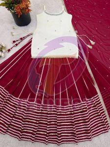 Fendy Silk Sleeveless Kurti Lehenga Set