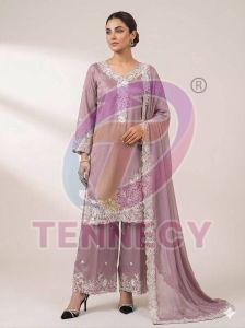 French Crepe Palazzo Suit With Dupatta