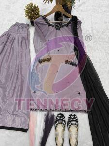 Grey Crepe Silk Farshi Salwar Set