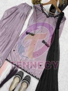 Grey Crepe Silk Farshi Salwar Set