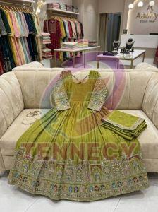 Heavy Embroidery Coding Dori Gown Set