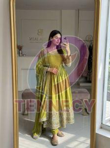 Heavy Embroidery Coding Dori Gown Set