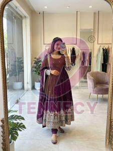 Heavy Embroidery Coding Dori Gown Set