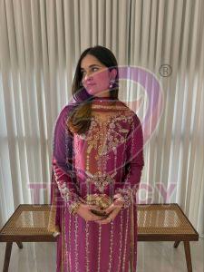 Magenta Crepe Silk Long Suit Set