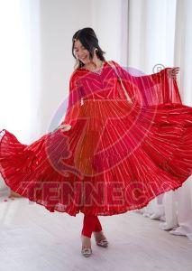 Mustard Yellow Chanderi Ruffle Gown Set