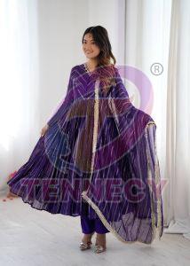 Mustard Yellow Chanderi Ruffle Gown Set