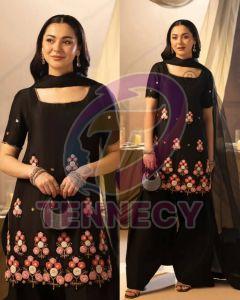 Party Wear Crape Silk Suit with Dupatta