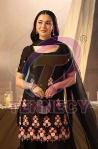 Party Wear Crape Silk Suit with Dupatta