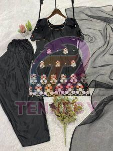 Party Wear Crape Silk Suit with Dupatta