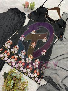 Party Wear Crape Silk Suit with Dupatta