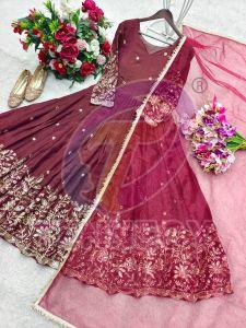 Party Wear Vichitra Silk Gown Set