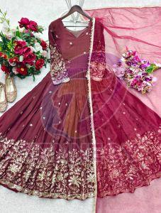 Party Wear Vichitra Silk Gown Set