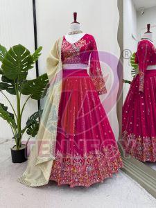Pink Designer Georgette Lehenga Set