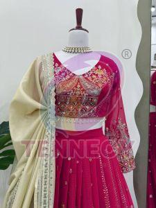 Pink Designer Georgette Lehenga Set
