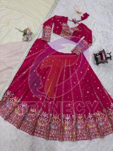 Pink Designer Georgette Lehenga Set
