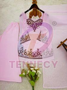 Pink Faux Georgette Top Plazzo Set