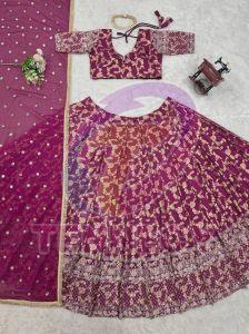 Pink Jacquard Lehenga Choli Set