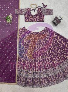 Pink Jacquard Lehenga Choli Set