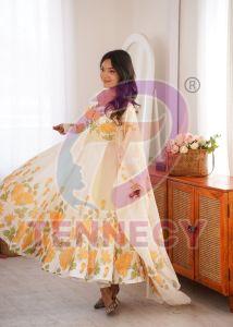 Printed Organza Silk Anarkali Set