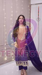 Purple Bandhani Printed Kurta Set