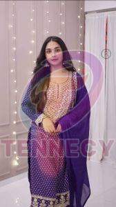 Purple Bandhani Printed Kurta Set