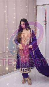 Purple Bandhani Printed Kurta Set