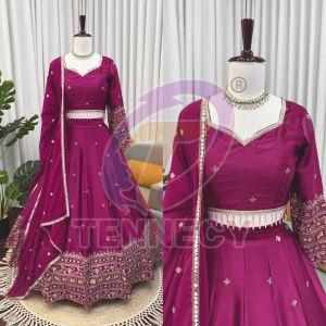 Purple Japan Satin Lehenga Set