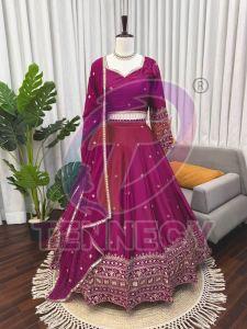 Purple Japan Satin Lehenga Set