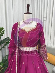 Purple Japan Satin Lehenga Set