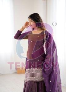 Purple Roman Shimmer Lehenga Set