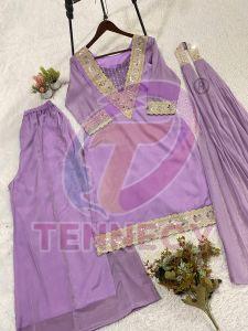 Real Mirror Embroidered Palazzo Suit Set