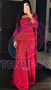 Red Heavy Crepe Silk Sharara Set