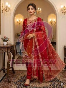 Roman Cording Sequins Embroidered Palazzo Suit Set