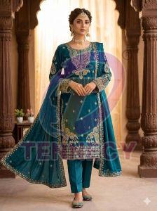 Roman Cording Sequins Embroidered Palazzo Suit Set