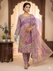 Roman Cording Sequins Embroidered Palazzo Suit Set