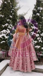 Rose Pink Japan Satin Lehenga Choli Set