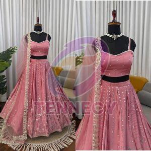 Rose Pink Japan Satin Lehenga Choli Set