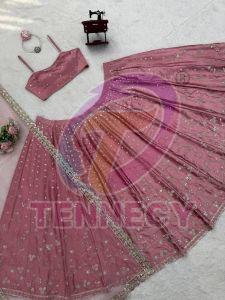 Rose Pink Japan Satin Lehenga Choli Set