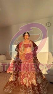 Rust Orange Krishma Silk Lehenga Set