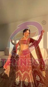 Rust Orange Krishma Silk Lehenga Set