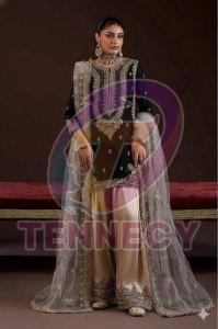 Sequins Embroidered Top Palazzo Dupatta Set