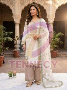 Sequins Embroidered Top Palazzo Dupatta Set